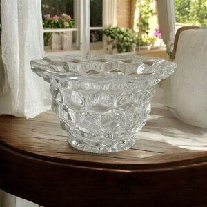 Vintage Fostoria Cubist Depression Glass, Honeycomb Design, Small, Clear 3" x 6"